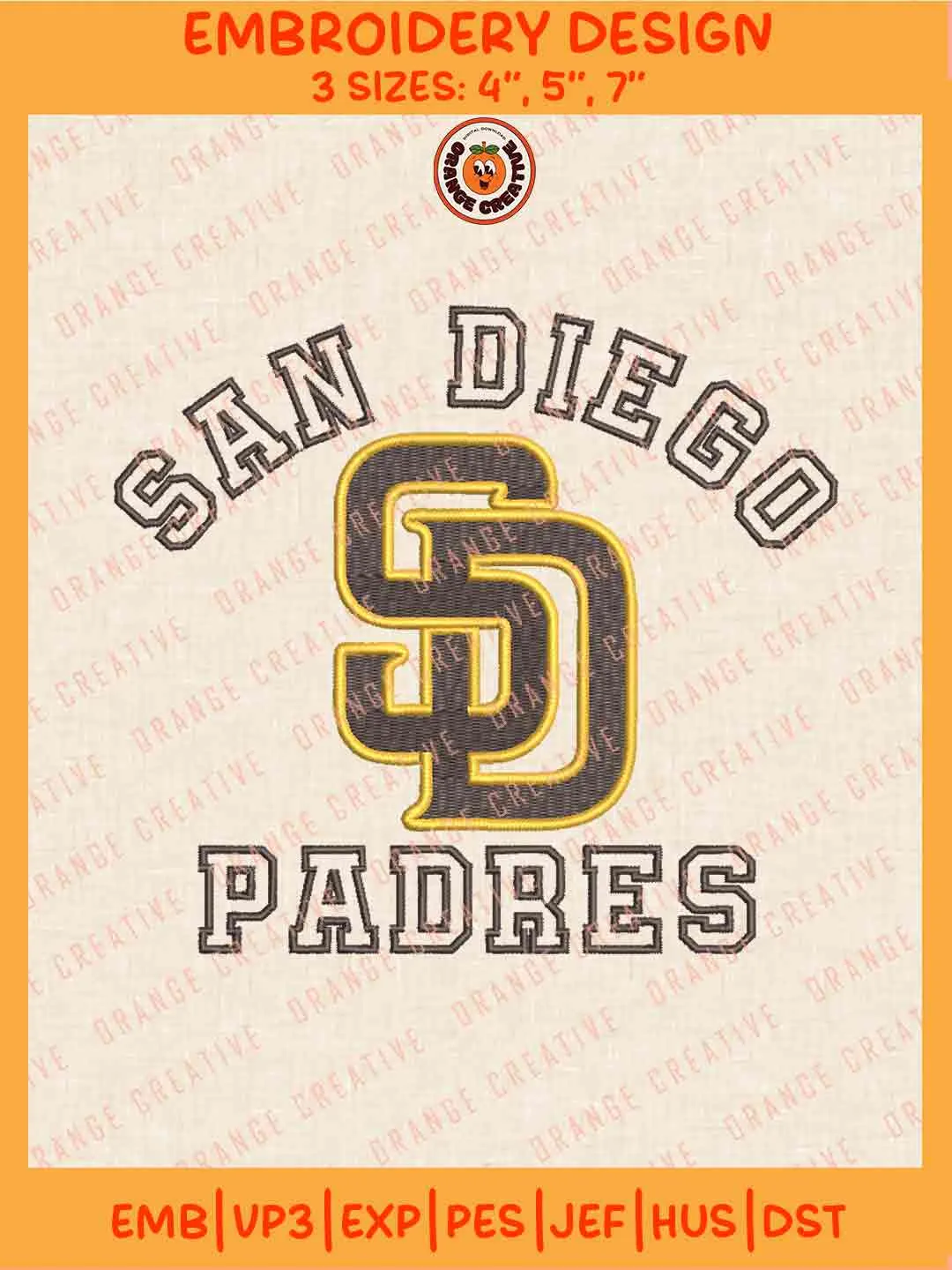 MLB San Diego Padres Team Name Logo Embroidery Files, MLB Padres Team Embroidery Designs, Baseball Team Team Machine Embroidery Files, MLB Machine Embroidery, Digital Download