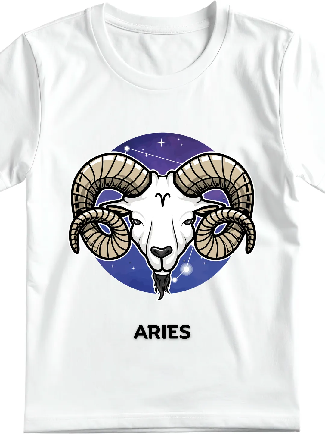 T-Shirt Design Blue and White Illustrated Aries T-Shirt | Zodiac Graphic Tee