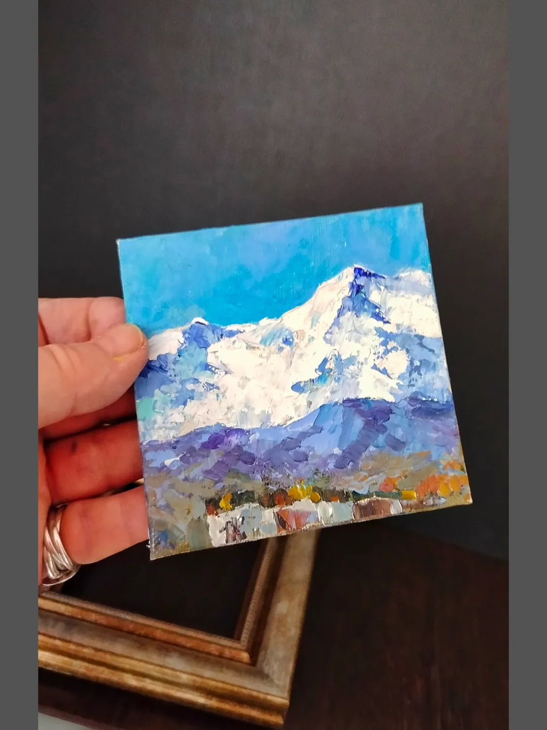 Original Oil Painting Mountain Landscape Wall Art Impasto Artwork ...