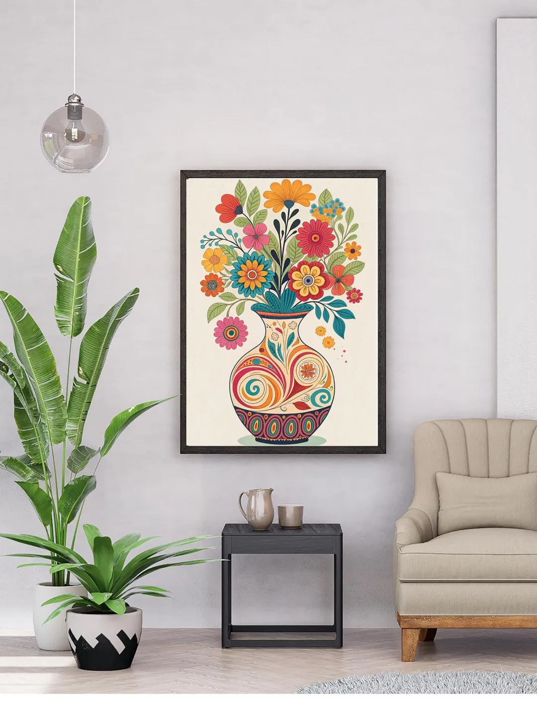 Floral Vase Art Print: Vibrant Modern Flower Decor (Digital Download)