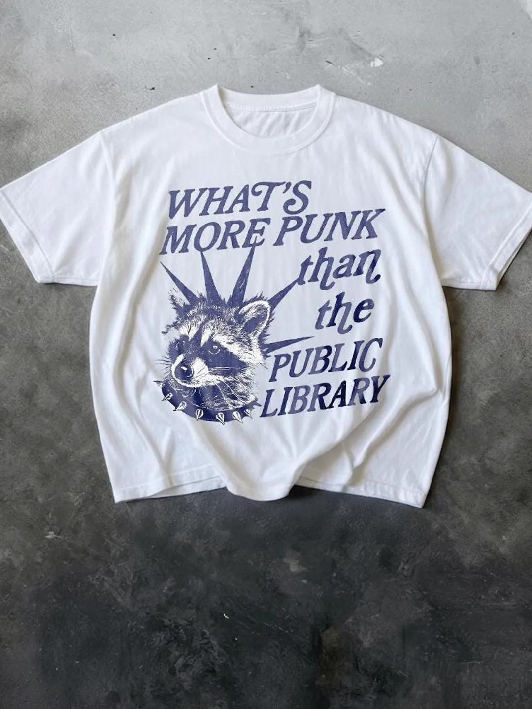 Punk Raccoon Public Library T-Shirt, Feral Meme Graphic Tee