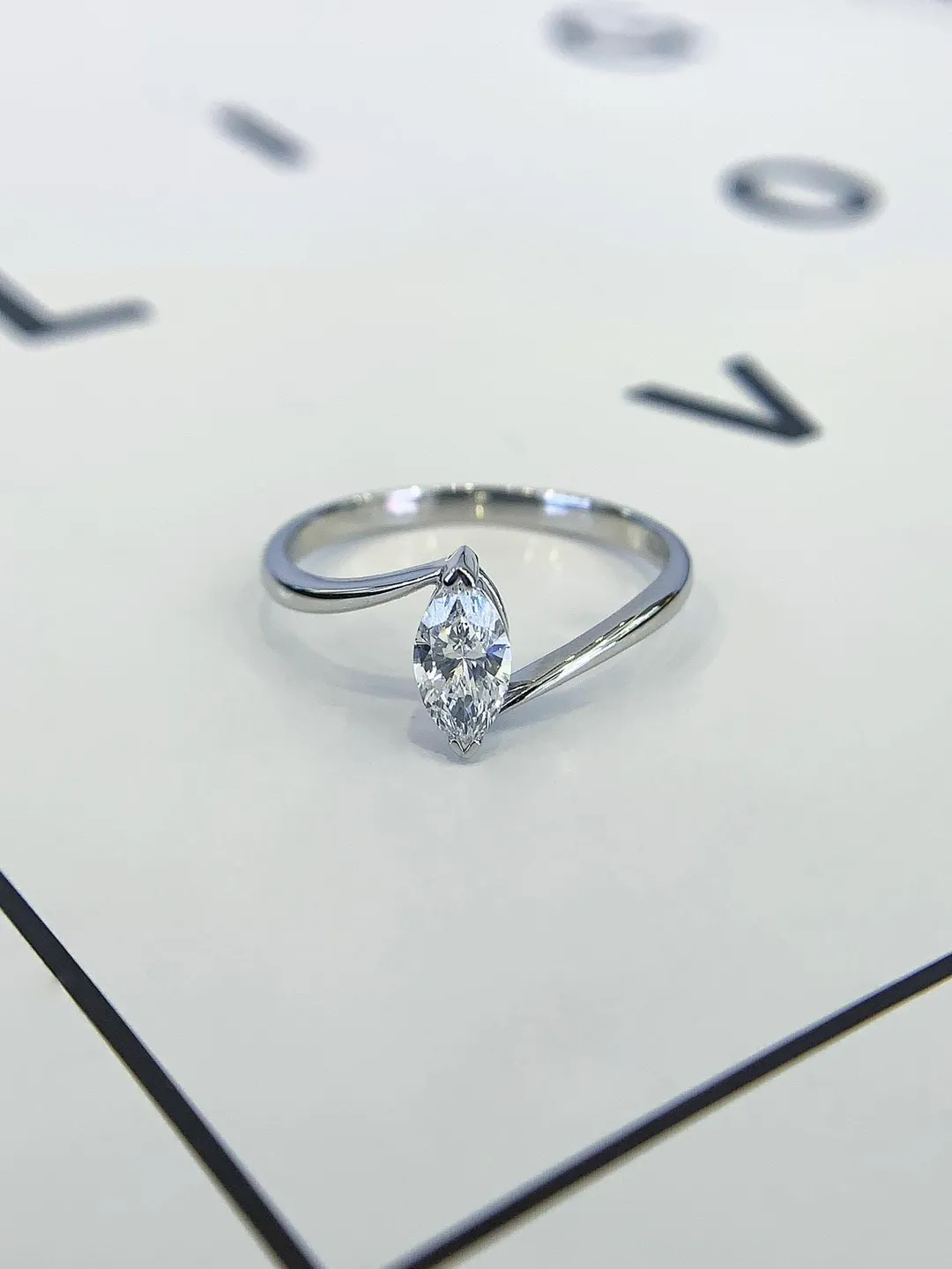 0.5Ct Marquise Cut Moissanite Ring, 925 Sterling Silver Solitaire Engagement Ring, Minimalist Promise Ring, Dainty Bridal Gift