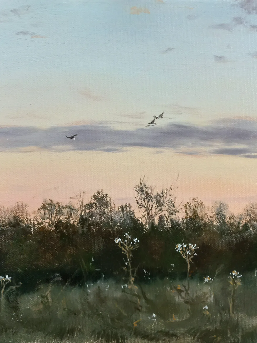 Oil painting sunset Evening landscape oil