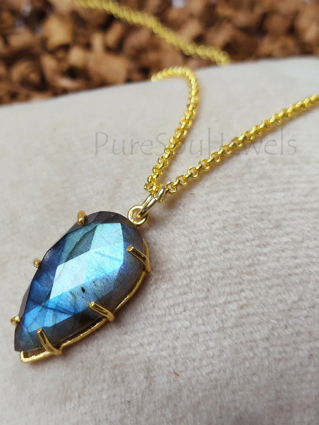 Labradorite 925 Sterling Silver Pendant Necklace - Handmade Gemstone Jewelry