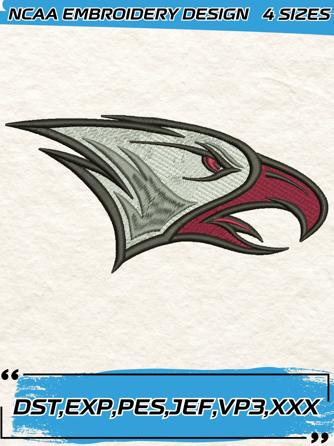 NCCU Eagles Logo Embroidery Design,NCAA Logo Embroidery Design,Machine Embroidery Design File,4 Sizes, Digital Download