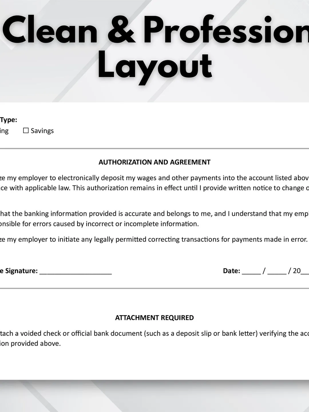Direct Deposit Authorization Form | Employee Payroll Template ...