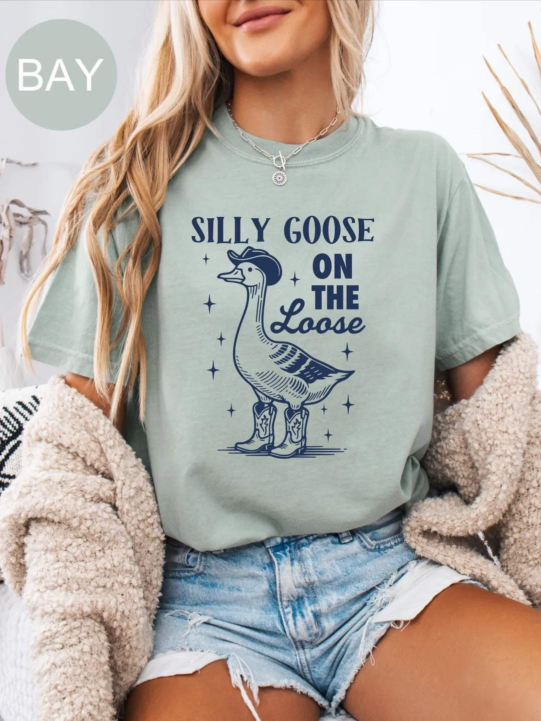 Comfort Colors® Retro Silly Goose Shirt, Silly Goose On The Loose, Funny Graphic Tee, Funny Shirt for her, Funny Western Tee, 90s cute Shirt