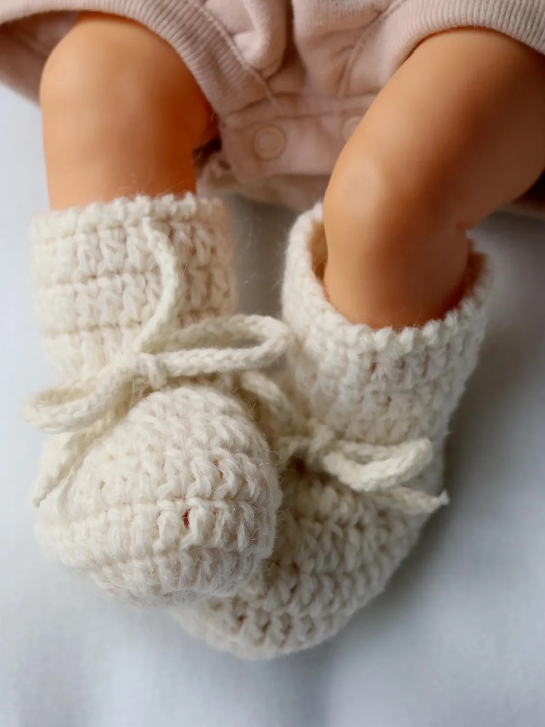 Baby Booties, Crochet Neutral Newborn Socks, Soft Acrylic Leg Warmers