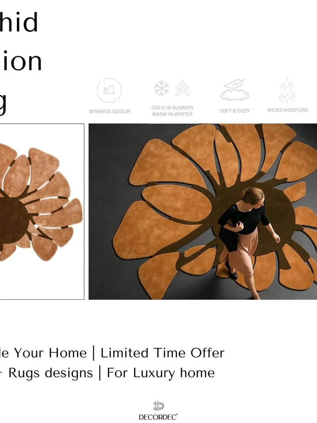 Orchidea Rugs Earth Orchid Sculpted Floral Hand Tufted Wool Rug | Modern Organic ...