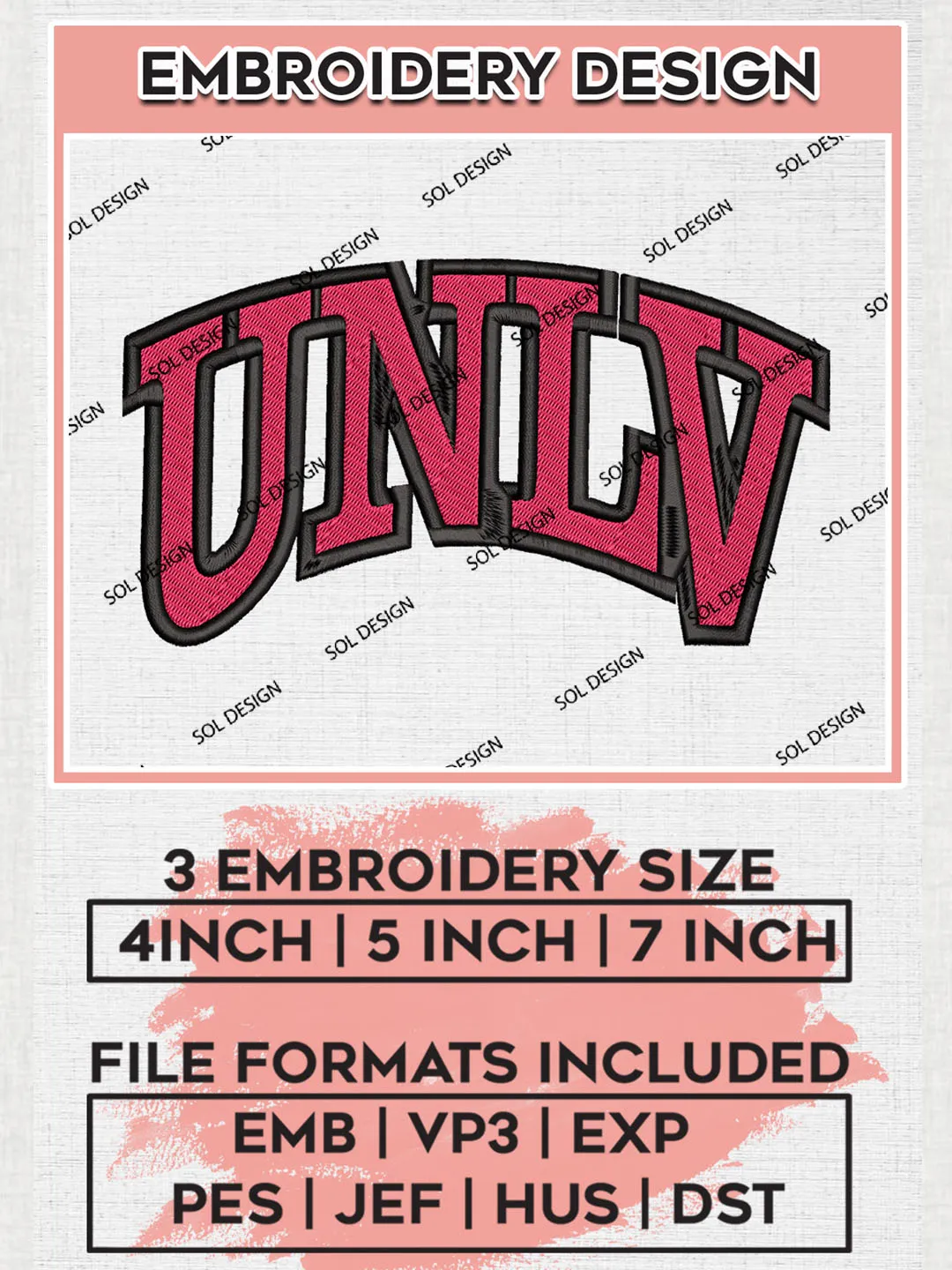 UNLV Rebels Logo Machine Embroidery Design, NCAA UNLV Rebels Embroidery Design Design files, NCAA Embroidery Designs, NCAA Machine Embroidery Designs, Digital Download
