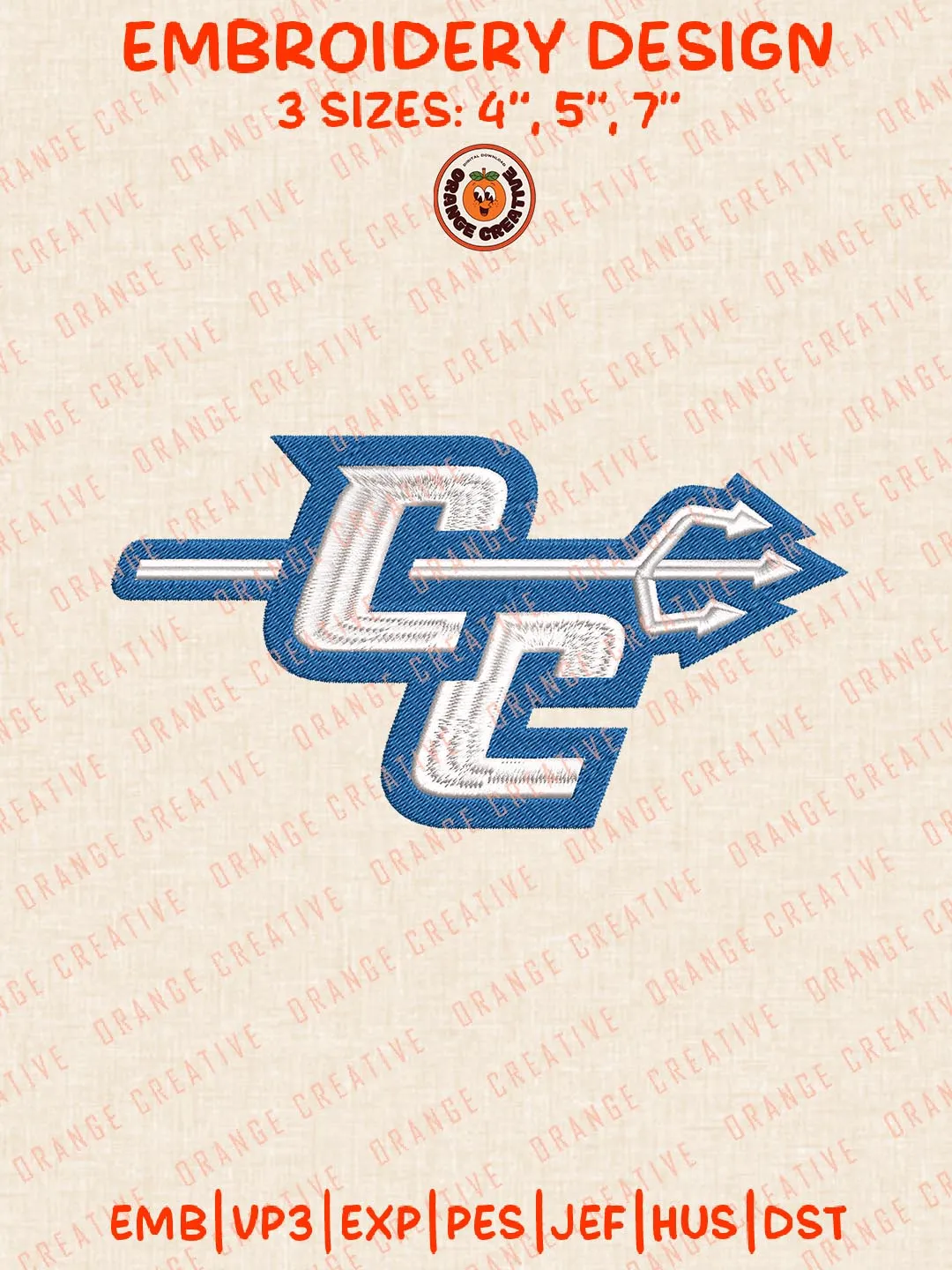 Central Connecticut Blue Devils Logos Embroidery Design Files, NCAA Logos Embroidery Designs, Machine Embroidery Files, 4 Sizes, Custom Sizes, Instant Download