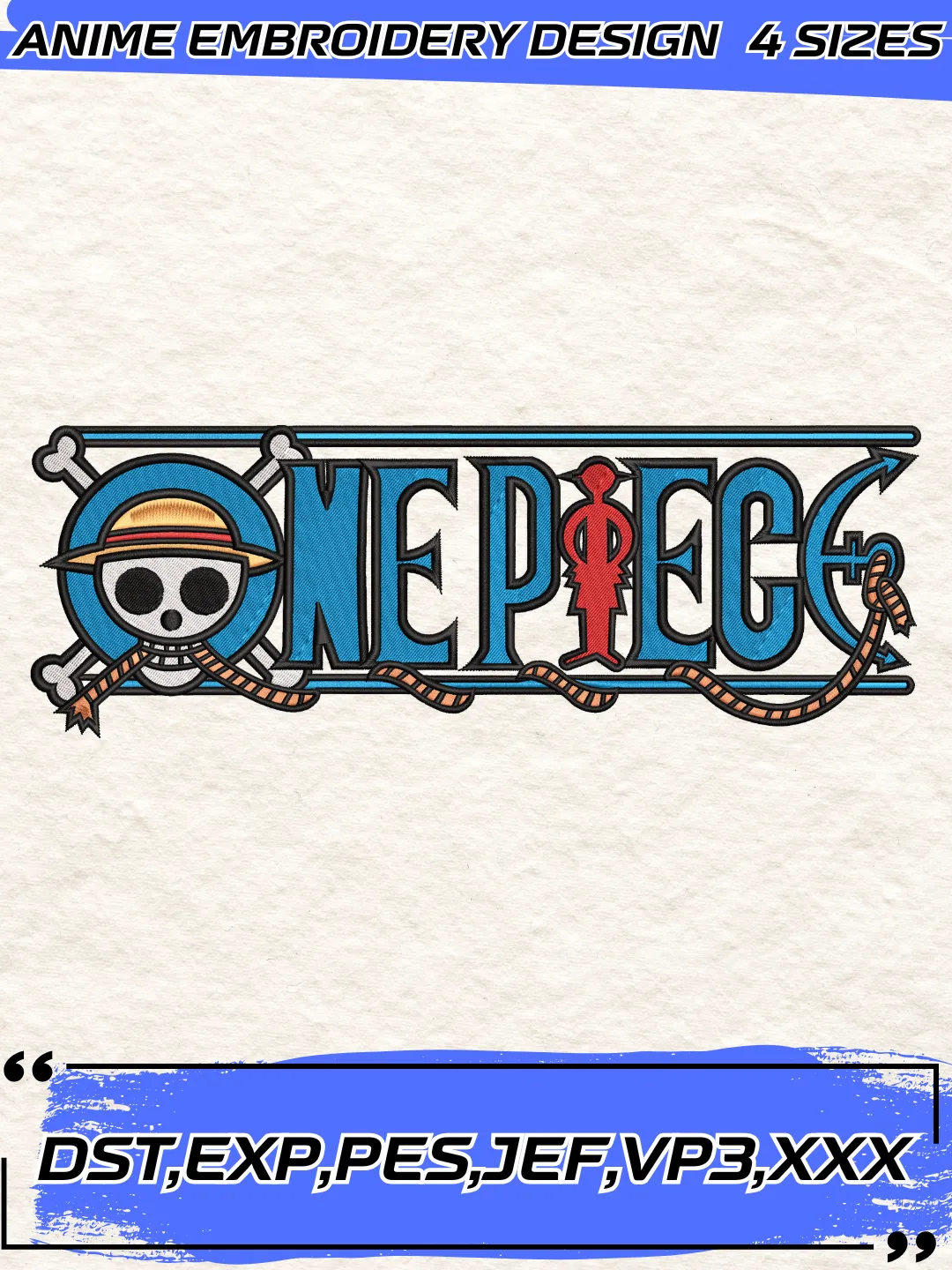 Zeus Embroidery Design,One Piece Anime Embroidery Design,4 Sizes