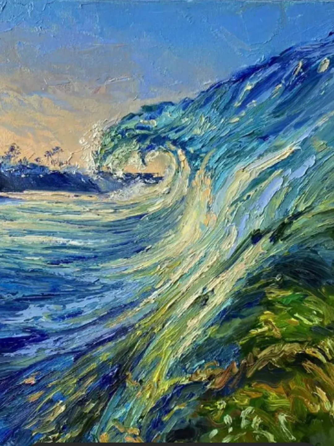 Painting on canvas "Wave", oil, size 50 x 40 cm