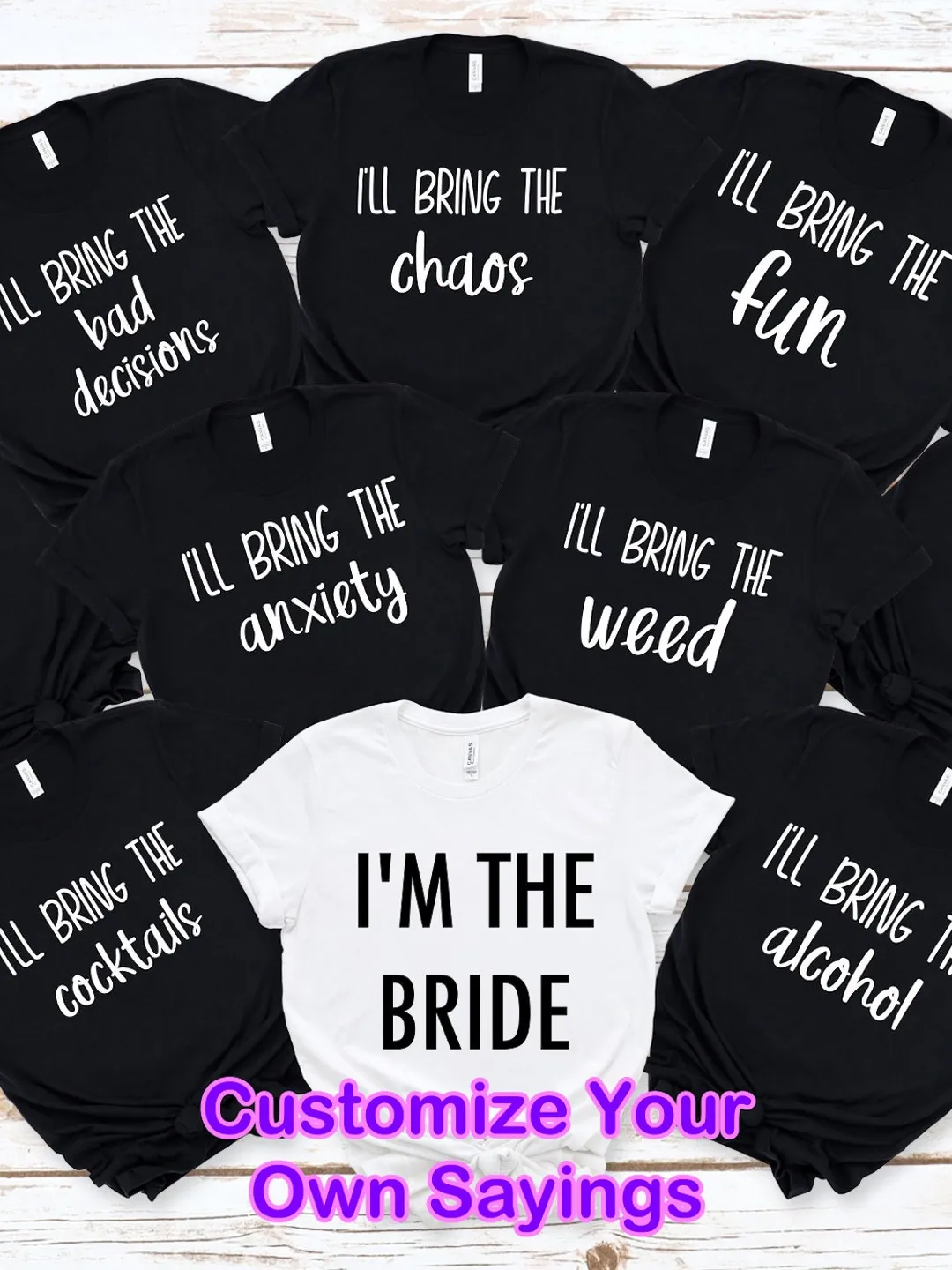 Funny Bachelorette Party Shirts: Team Bride, Bridesmaid Group