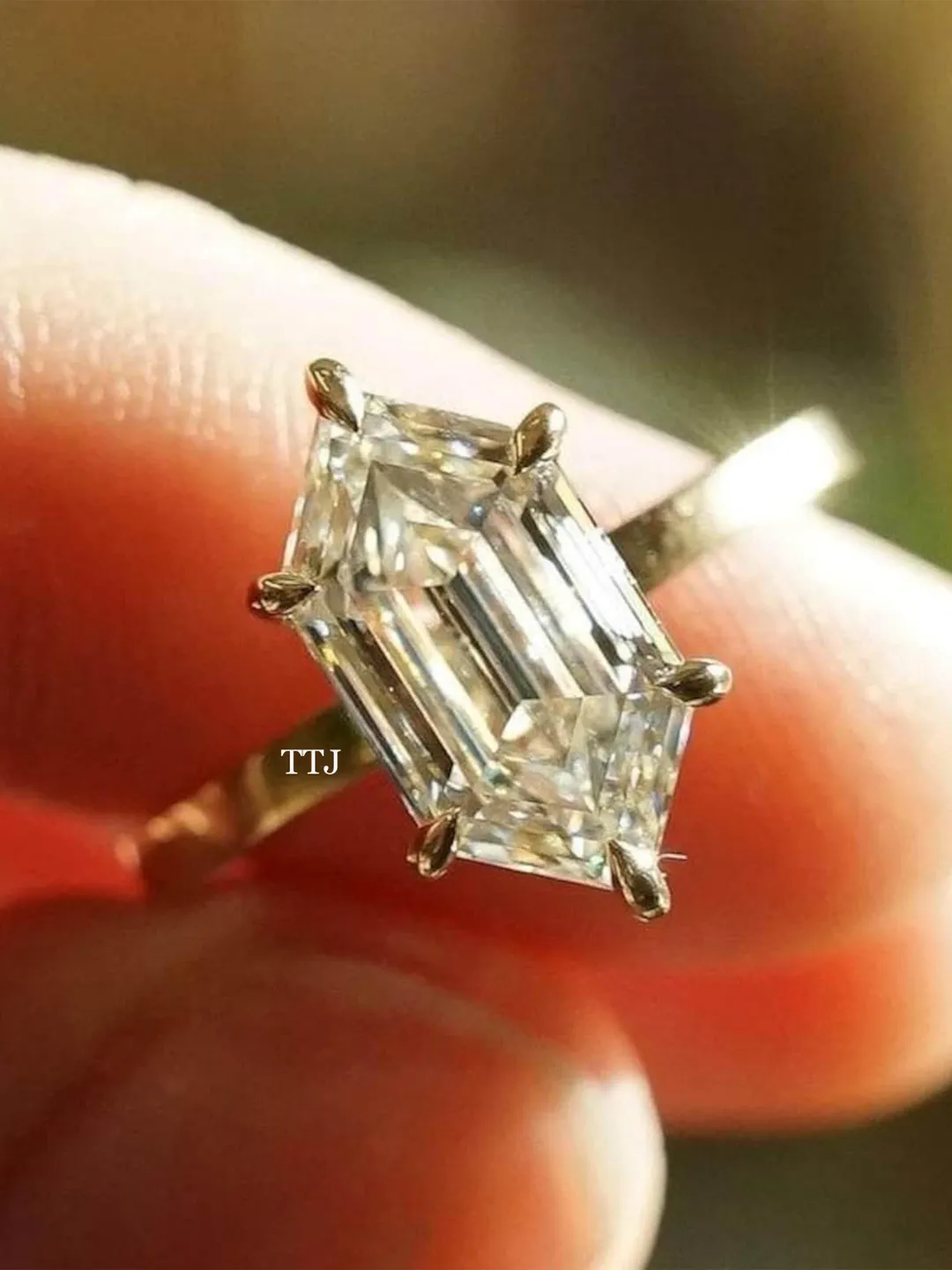 Solitaire Hexagon Cut Bridal Band Women Ring Hexagon Cut Wedding Engagement Ring Moissanite Diamond Promise Ring Anniversary Gift For Her