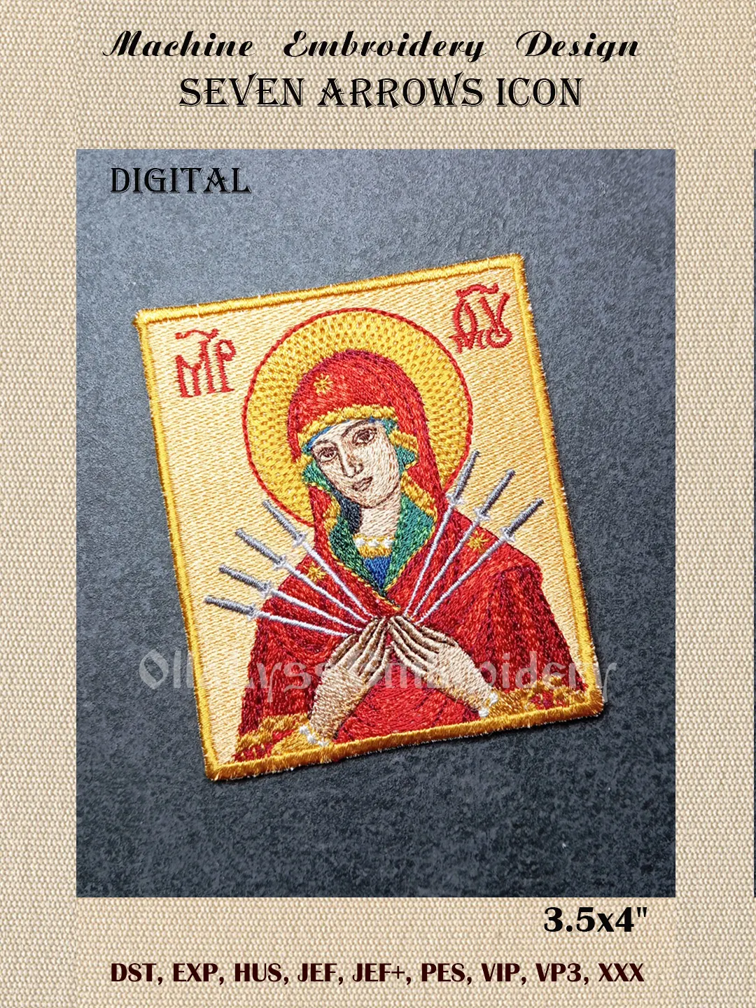 Seven arrows icon embroidery design