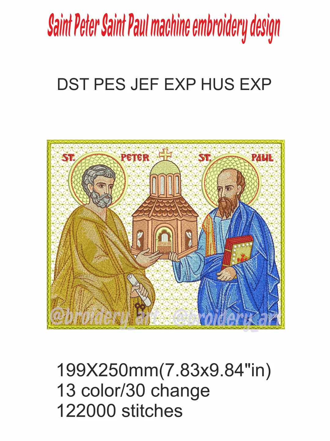 Saint Peter Saint Paul machine embroidery design