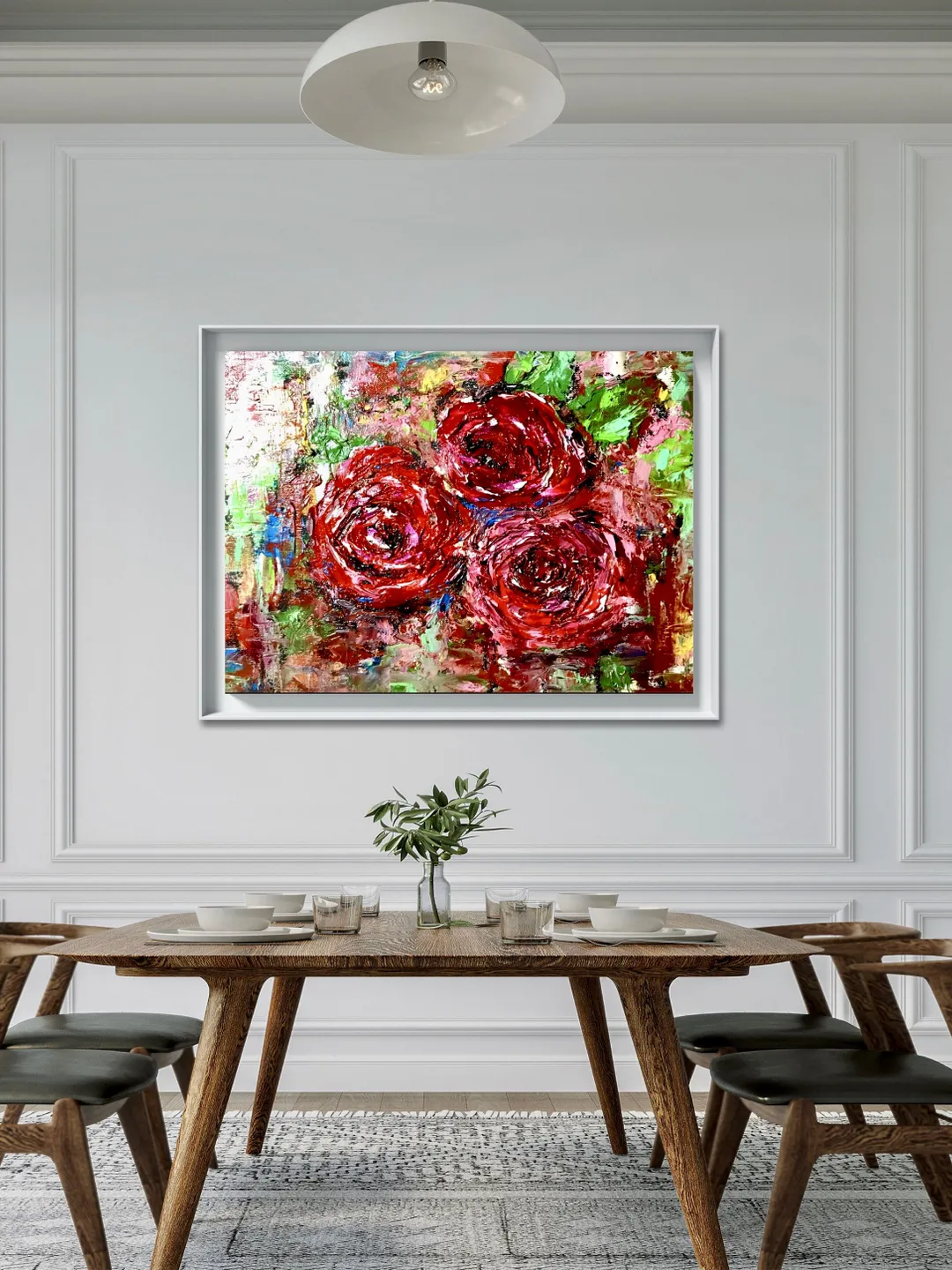 Bright Red roses original impasto oil painting ,roses canvas art,roses ...