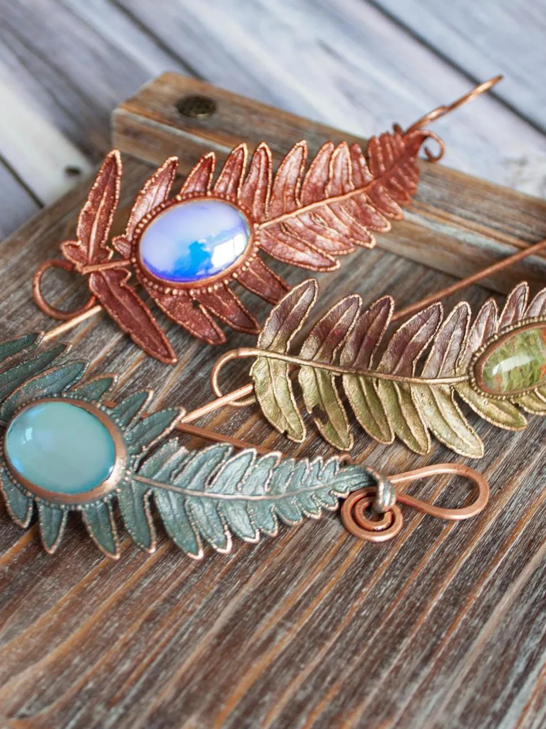Unique handmade electroformed hair clip made from real fern  display picture 3