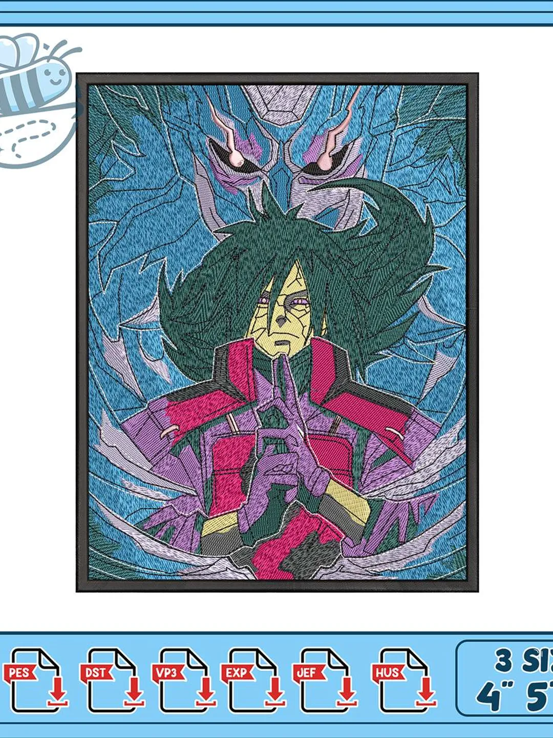 Madara Uchiha Susanoo Embroidery Design, Naruto Anime Machine Embroidery File, Dark Ninja Warrior Patch, Instant Download PES DST