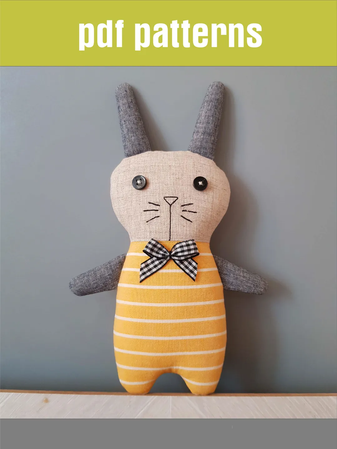 Cute Bunny sewing pattern PDF, digital tutorial in English, Diy stuffed animal