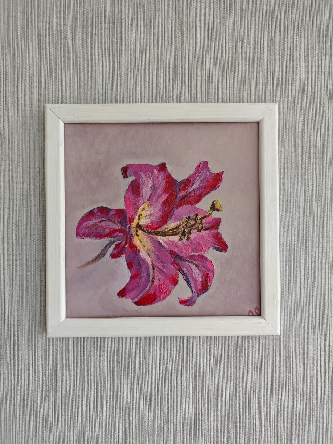 Lilies Original Painting Floral Original Art Flower Modern Artwork Bright Red Lilies Oil Painting Floral Lilies Wall Decor Art 8 x 8 inches by Olga SokolovaArt