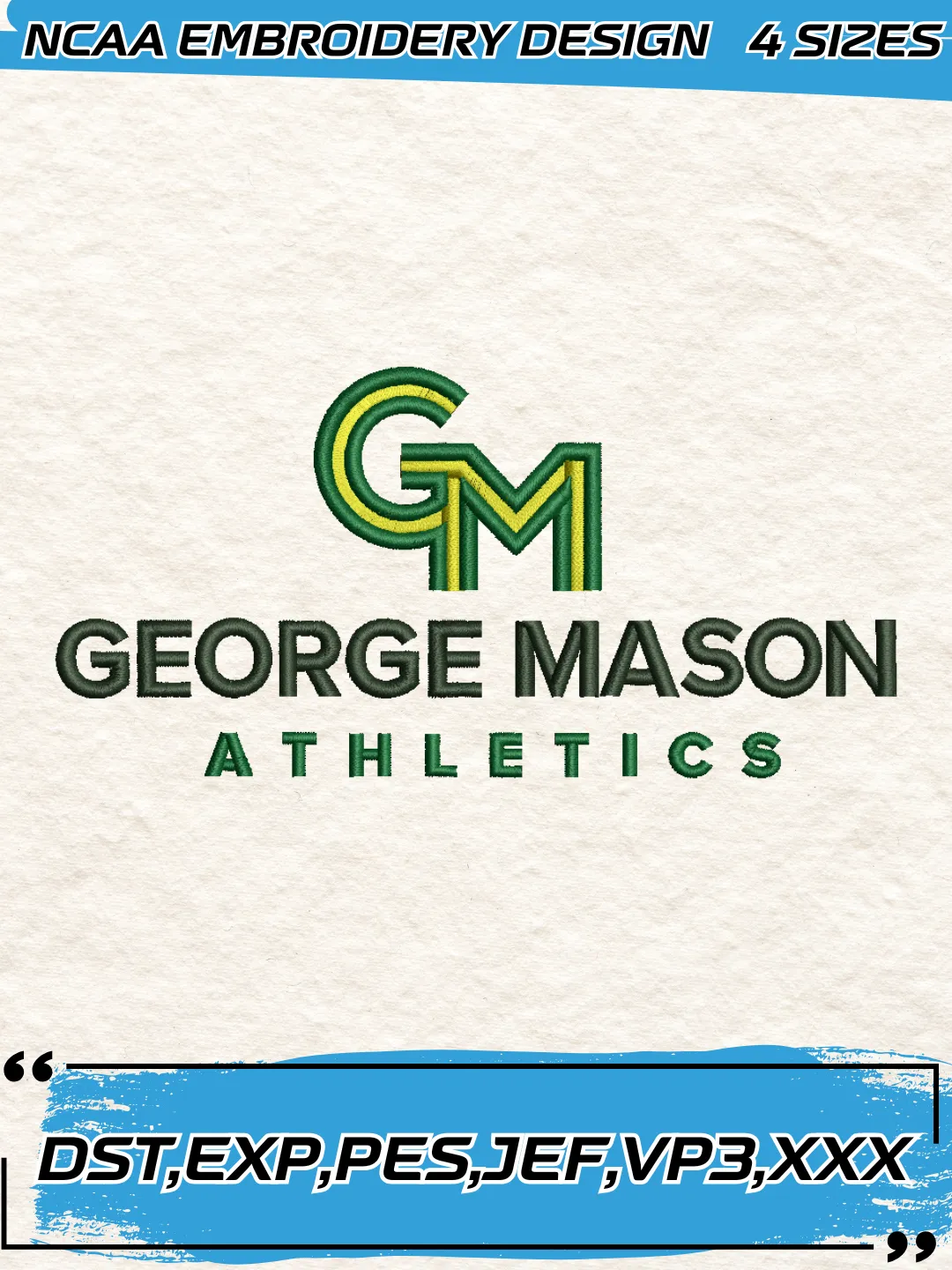 George Mason Patriots Logo Embroidery Design,NCAA Logo Embroidery Design,Machine Embroidery Design File,4 Sizes, Digital Download