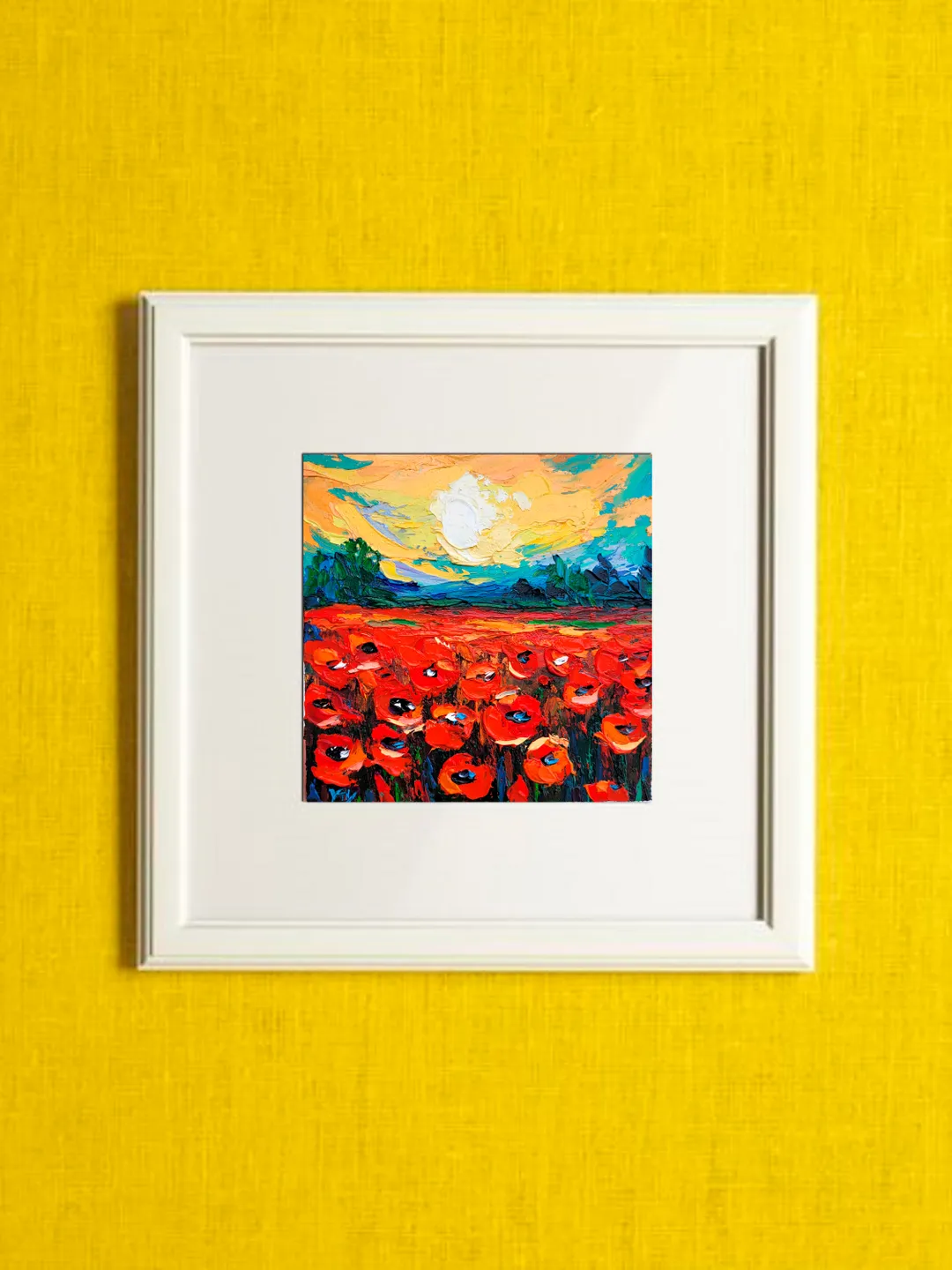 Red Poppy Painting Flower Original Art Impasto Oil Painting 6x6 ...