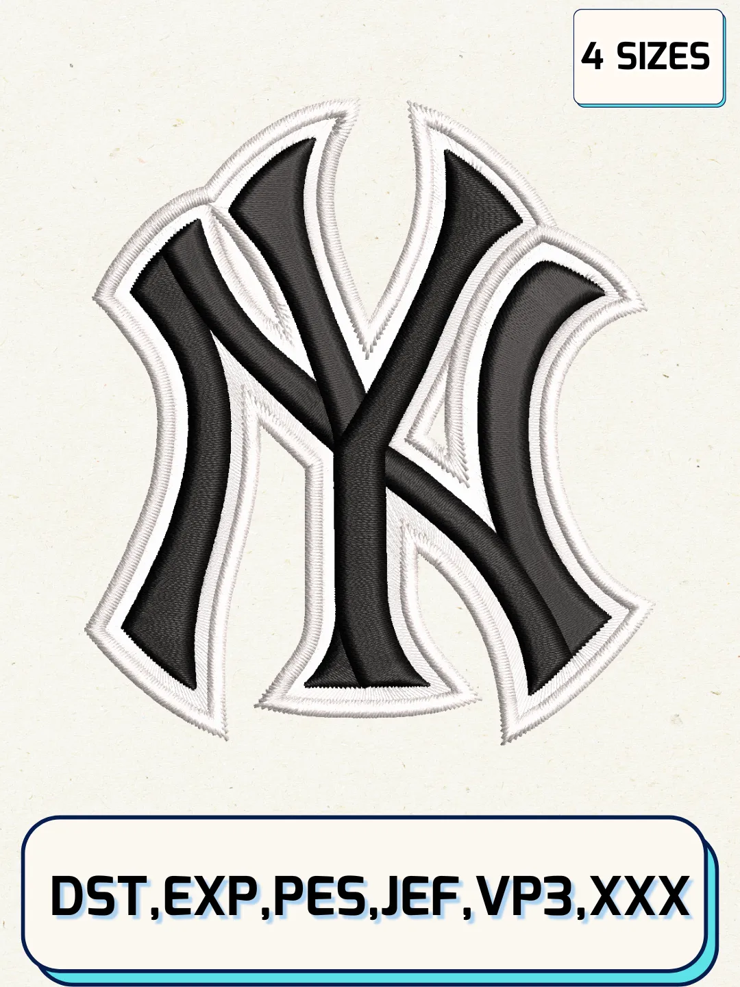 New York Yankees Logos Embroidery Design Files, MLB Logos Embroidery Designs, Machine Embroidery Files, 4 Sizes