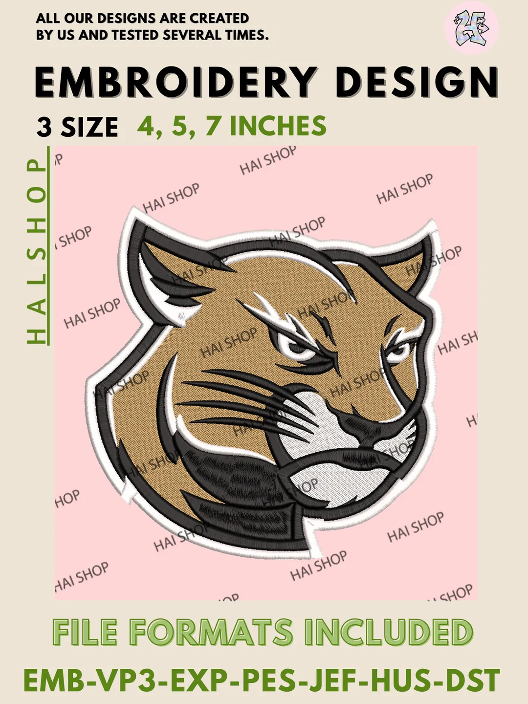 NCAA SIU Edwardsville Cougars Team Mascot Logo Machine Embroidery Design Files, SIUE Cougars College Team Logo Embroidery, NCAA Machine Embroidery Designs, Digital Download