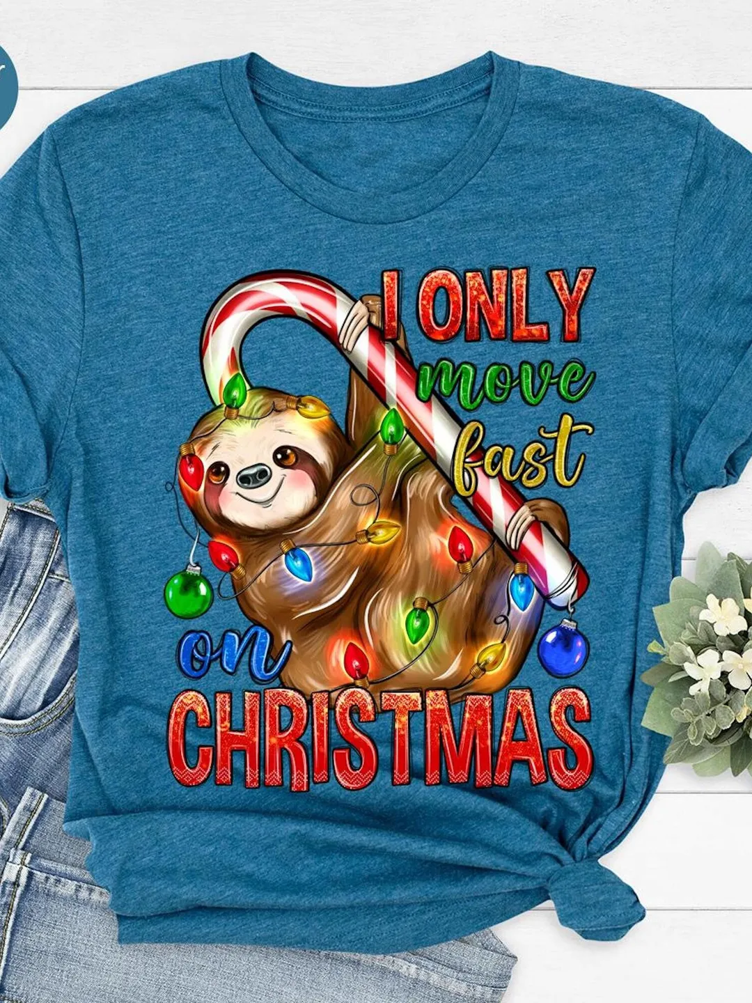 Funny Sloth Christmas Tee, Unisex Soft Cotton