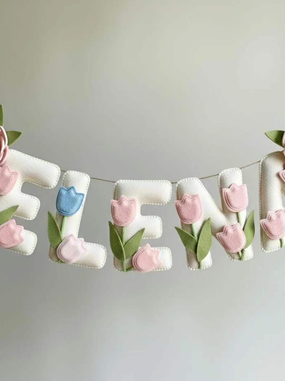 Custom Name Garland , Flowers Custom Name Decor, Felt Name, Felt
