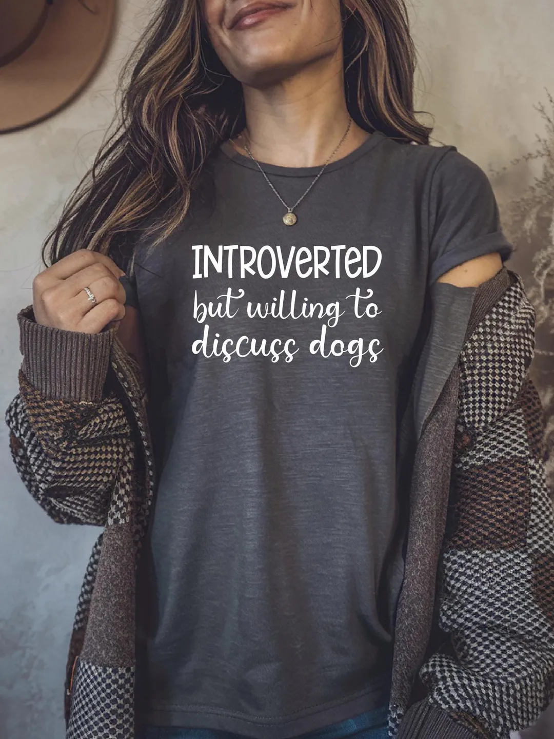 Funny Dog Lover T-Shirt: Introverted But Willing To Discuss Dogs