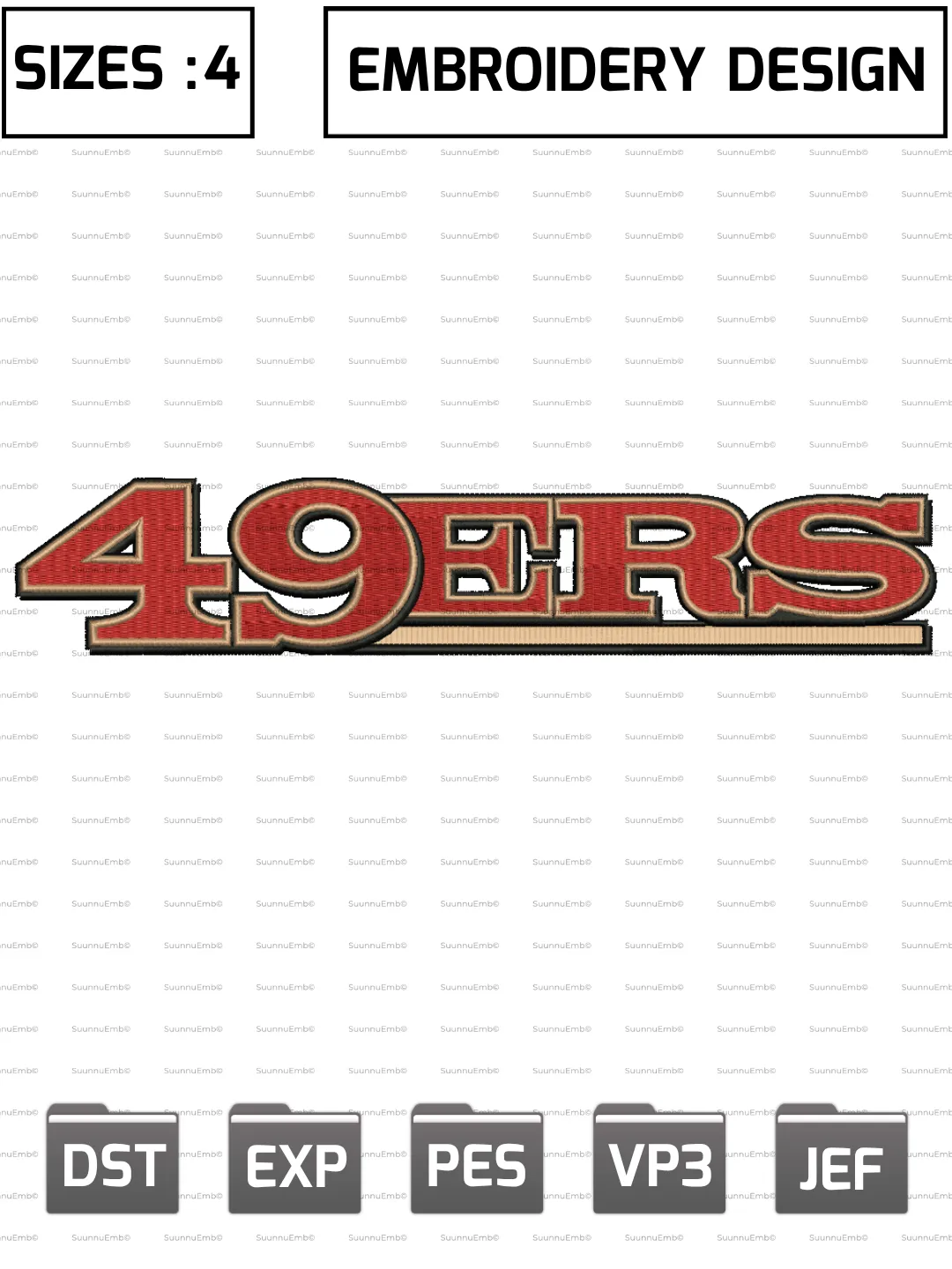 San Francisco 49ers Wordmark Logo Embroidery Design,NFL Logos Embroidery Design,NFL Teams, Machine Embroidery Design File,4 Sizes, Digital Download