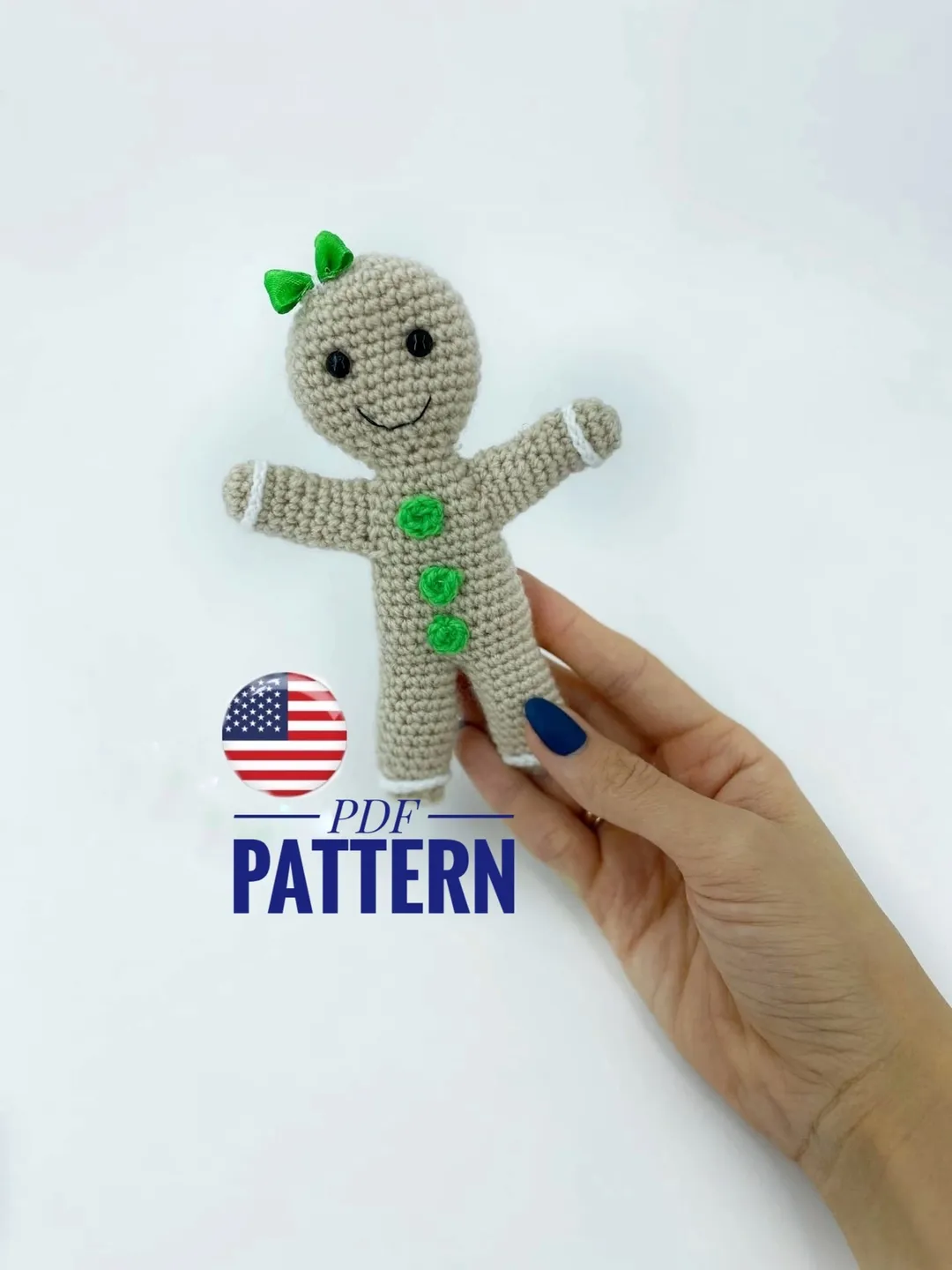 Crochet PATTERN Christmas gingerbread man, Christmas ornaments crochet pattern, Amigurumi gingerbread doll, Crochet PDF pattern in English