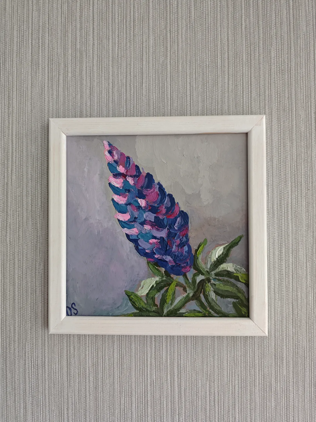 Lupine Original Painting Floral Original Art Flower Modern Artwork Bright Lupine Oil Painting Floral Lupine Wall Decor Art 8 x 8 inches by Olga SokolovaArt