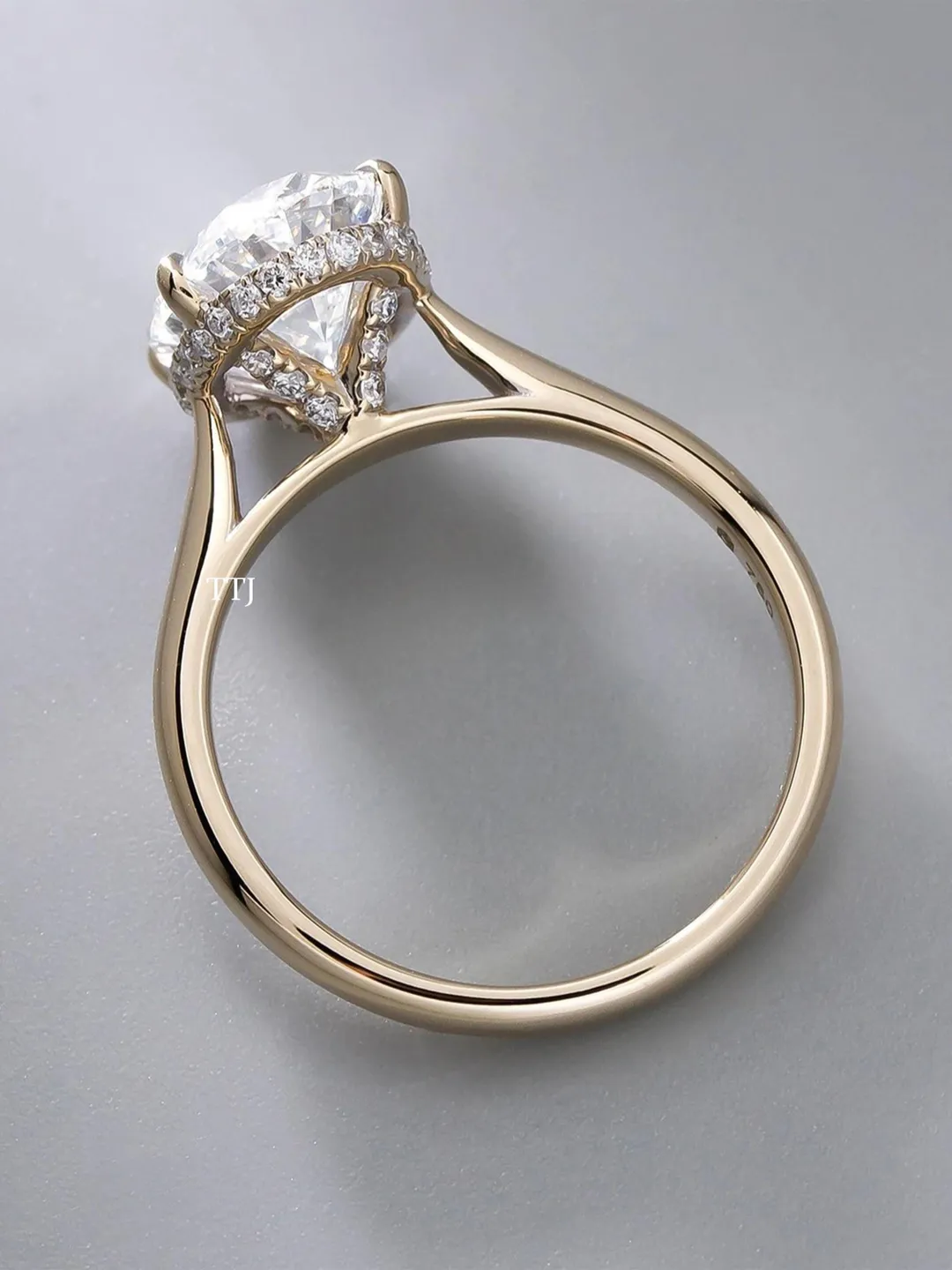 3CT Oval Cut Moissanite Hidden Halo Engagement Ring Set 14K Solid Gold ...