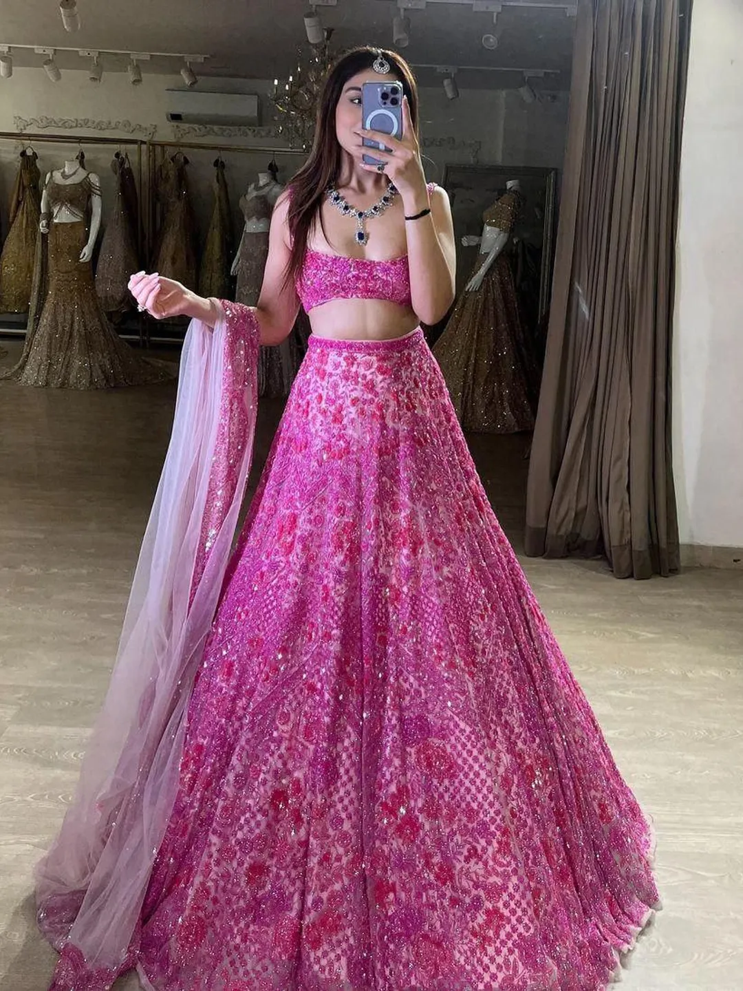 hot pink engagement dress Sparkly Hot Pink Open Back Sequins Long Prom Dress with Slit VK23092903 Vickidress
