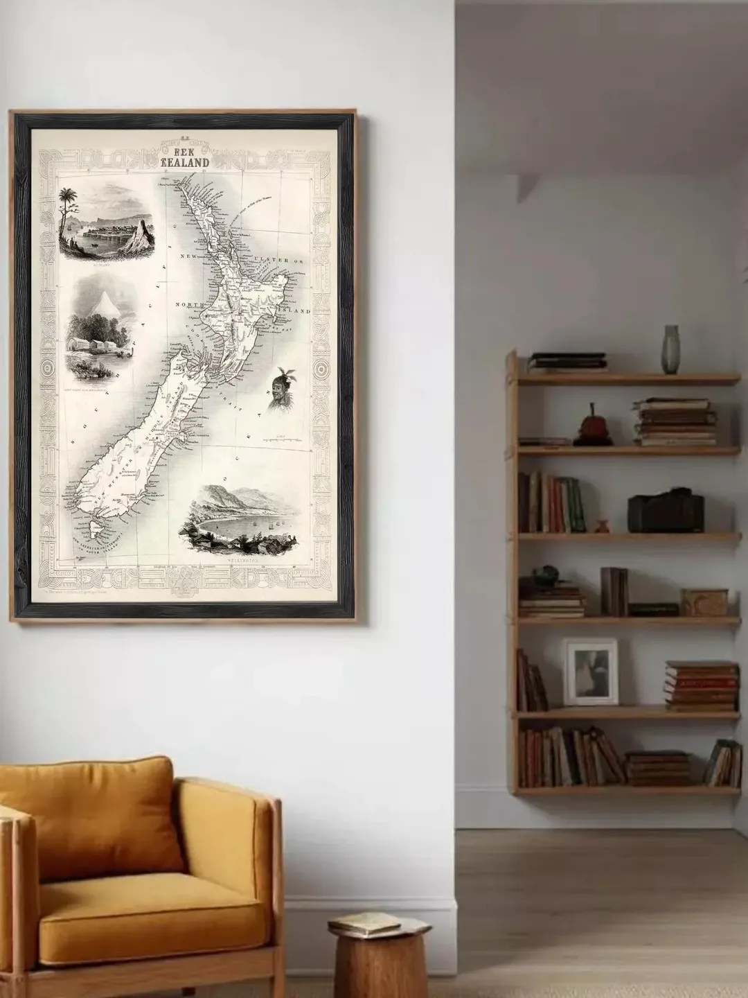 Vintage New Zealand Map Print | 1851 Historical Wall Art