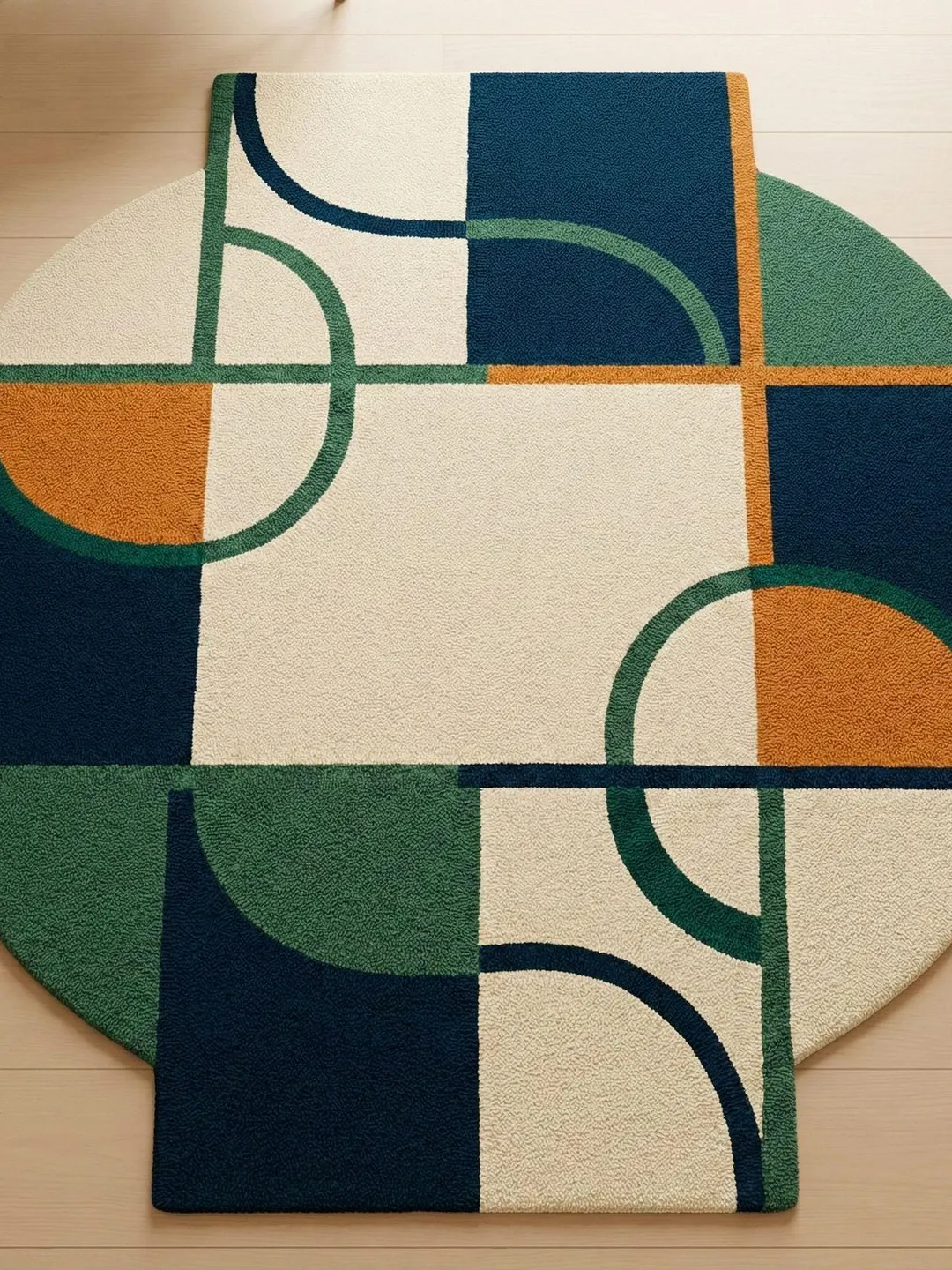 Hand-Tufted Wool Area Rug – Modern Abstract Geometric Design in Blue ...