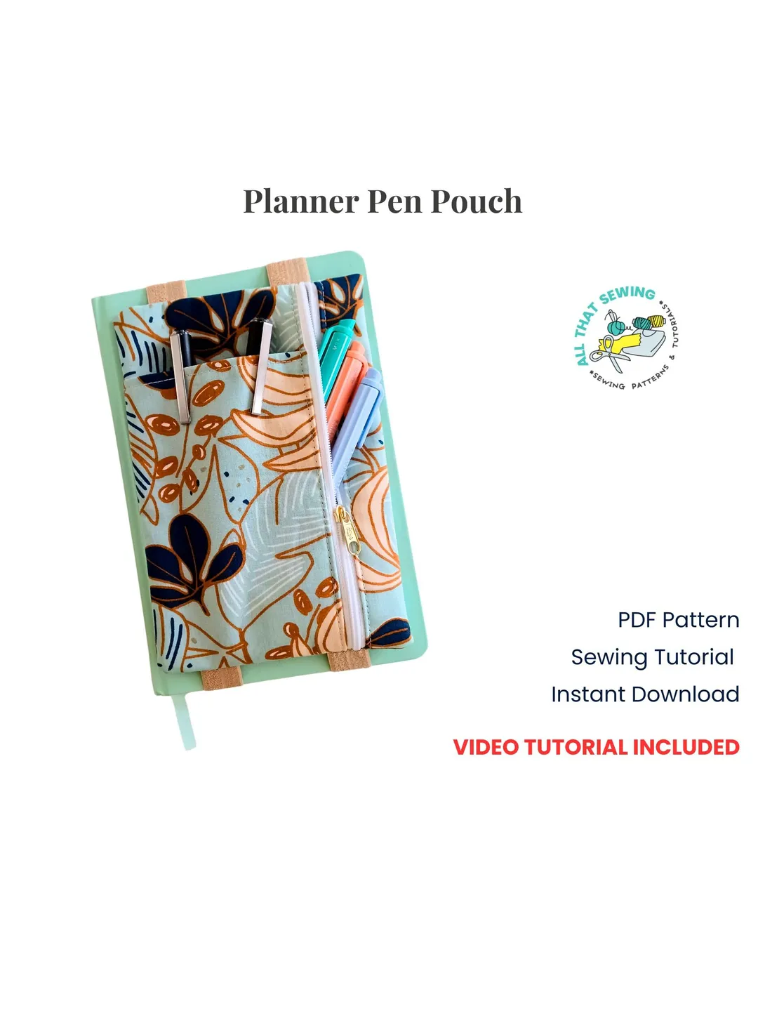 Planner Pouch Pattern, Zipper Pencil Case for Book, Journal Pen Pouch ...