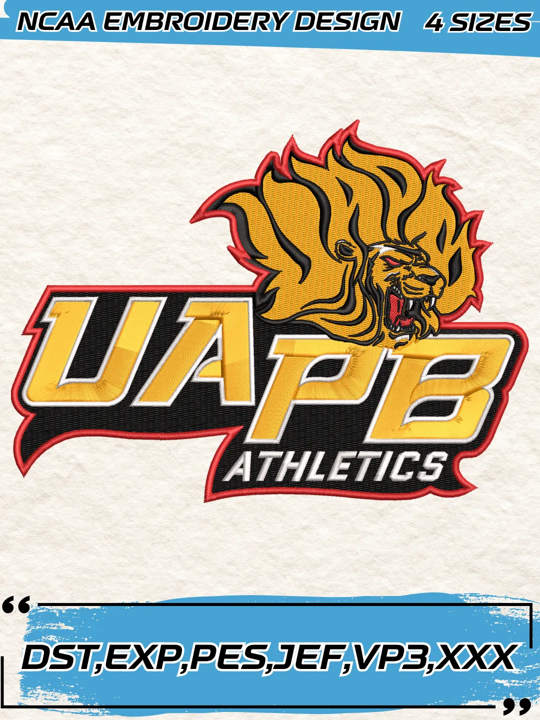 Arkansas-PB Golden Lions Secondary Logo Embroidery Design,NCAA Logo Embroidery Design,Machine Embroidery Design File,4 Sizes, Digital Download
