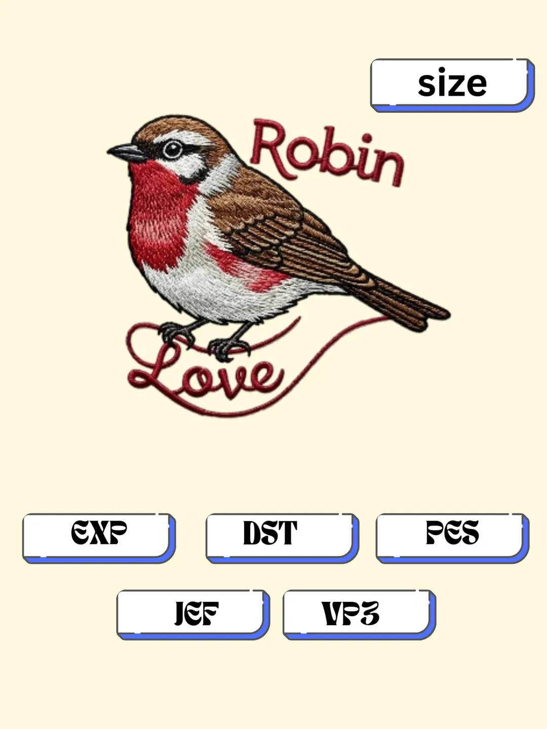 Cute Robin Love Bird Machine Embroidery Design File Instant Download ...