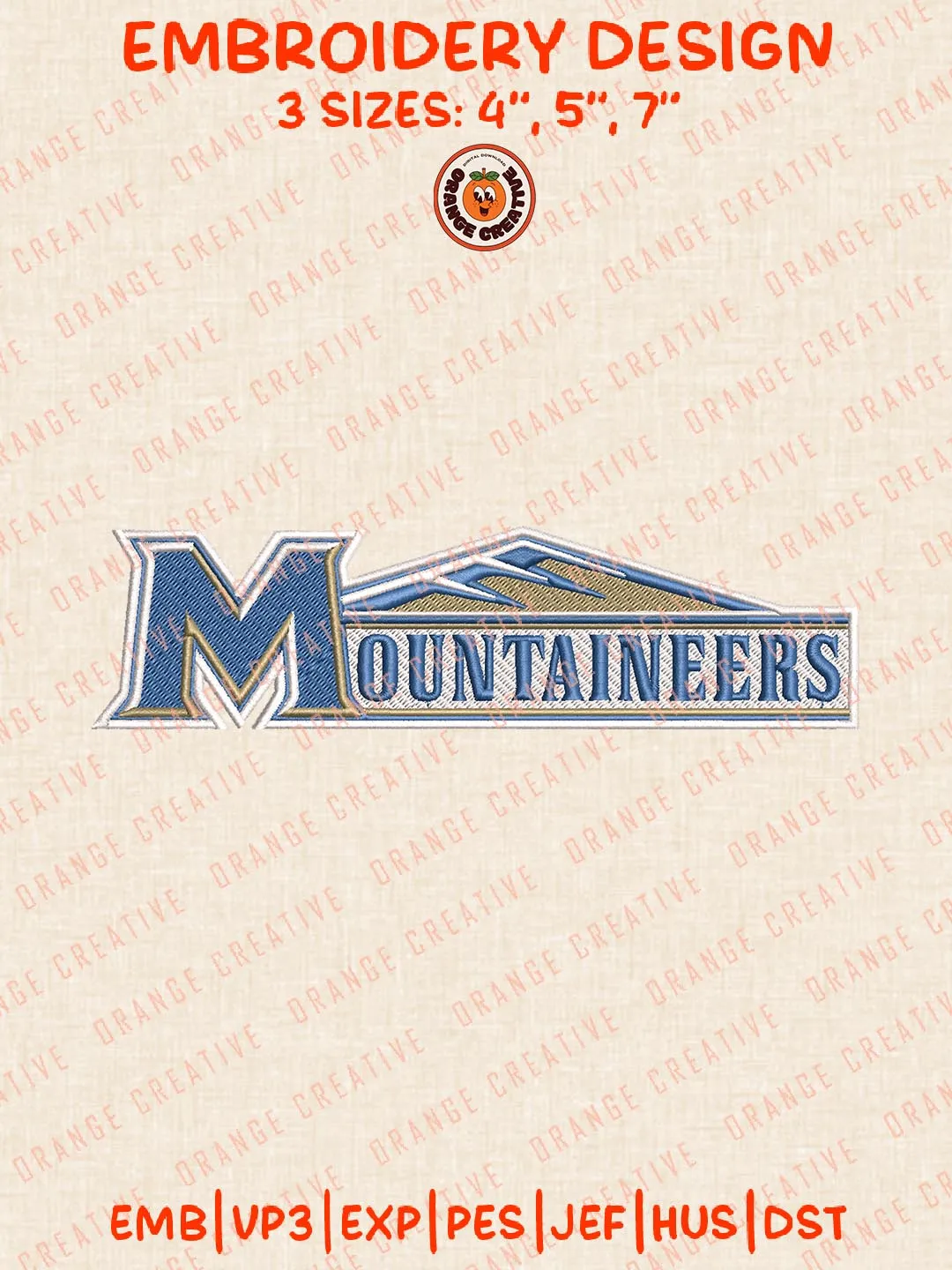 Mount St Marys Mountaineers Logos Embroidery Design Files, NCAA Logos Embroidery Designs, Machine Embroidery Files, 4 Sizes, Custom Sizes, Instant Download