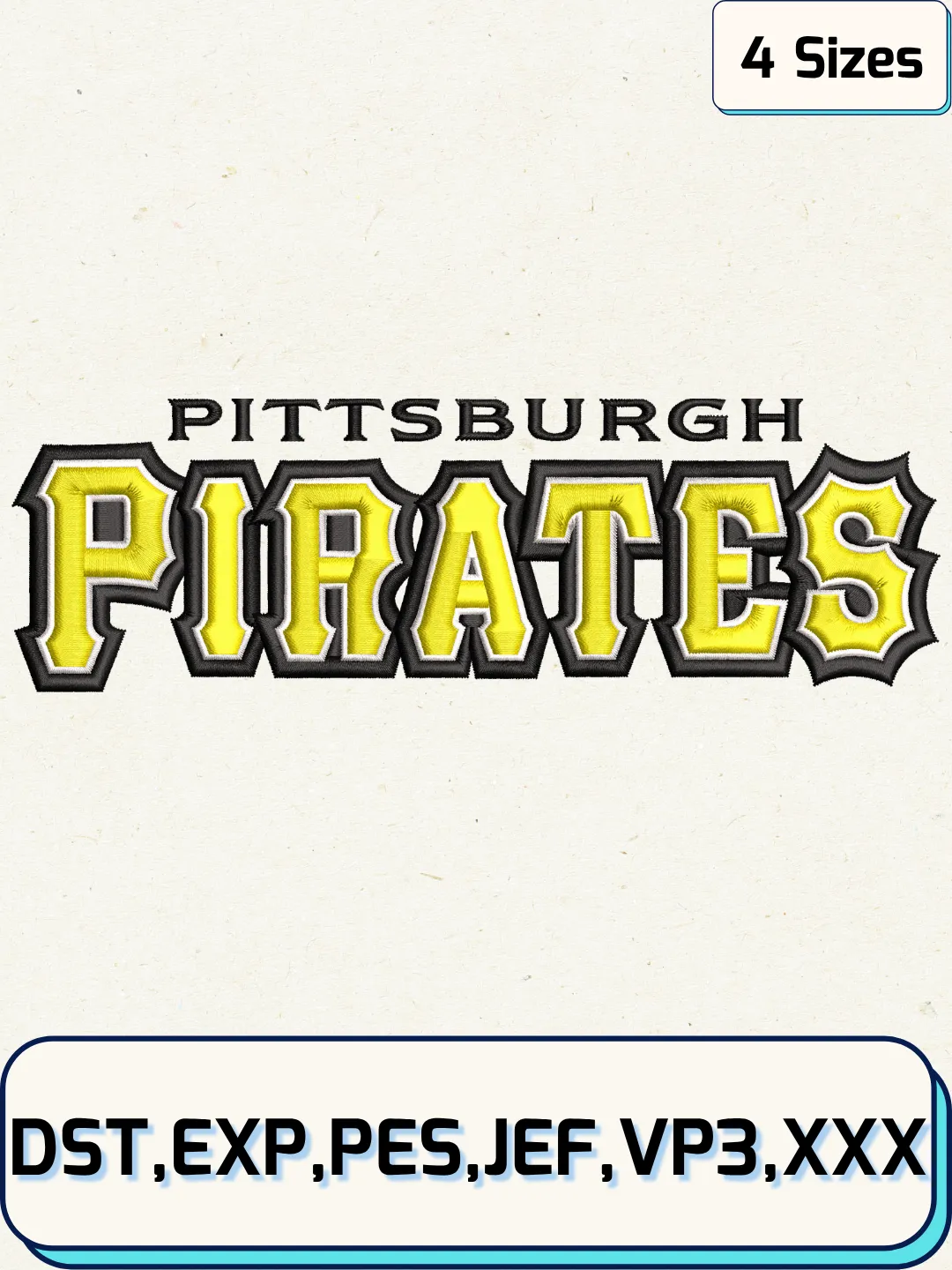 Pirates Baseball Embroidery Design – Machine Embroidery File- 4 Sizes