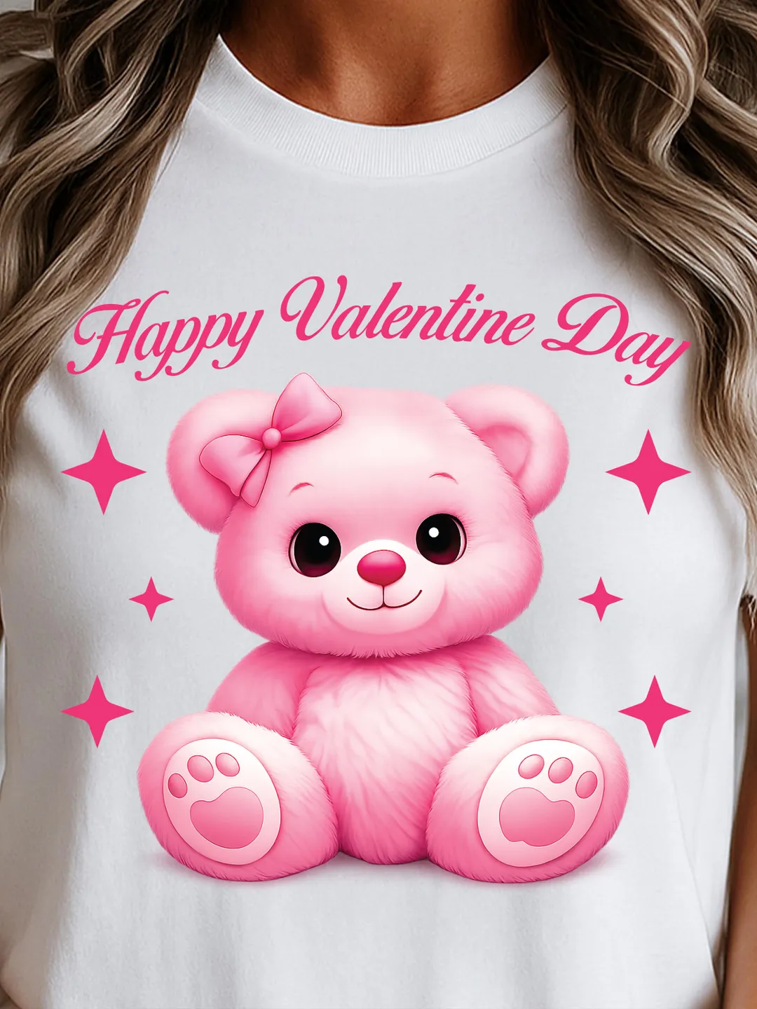 Cute Pink Teddy Bear Valentine PNG – Happy Valentine's Day Shirt Design ...