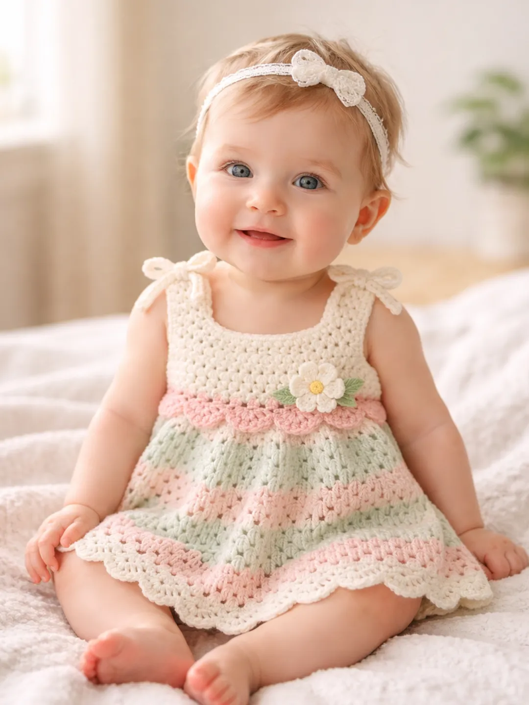 crochet baptism dress Filet Crochet Floral And Scroll Christening Gown Pattern