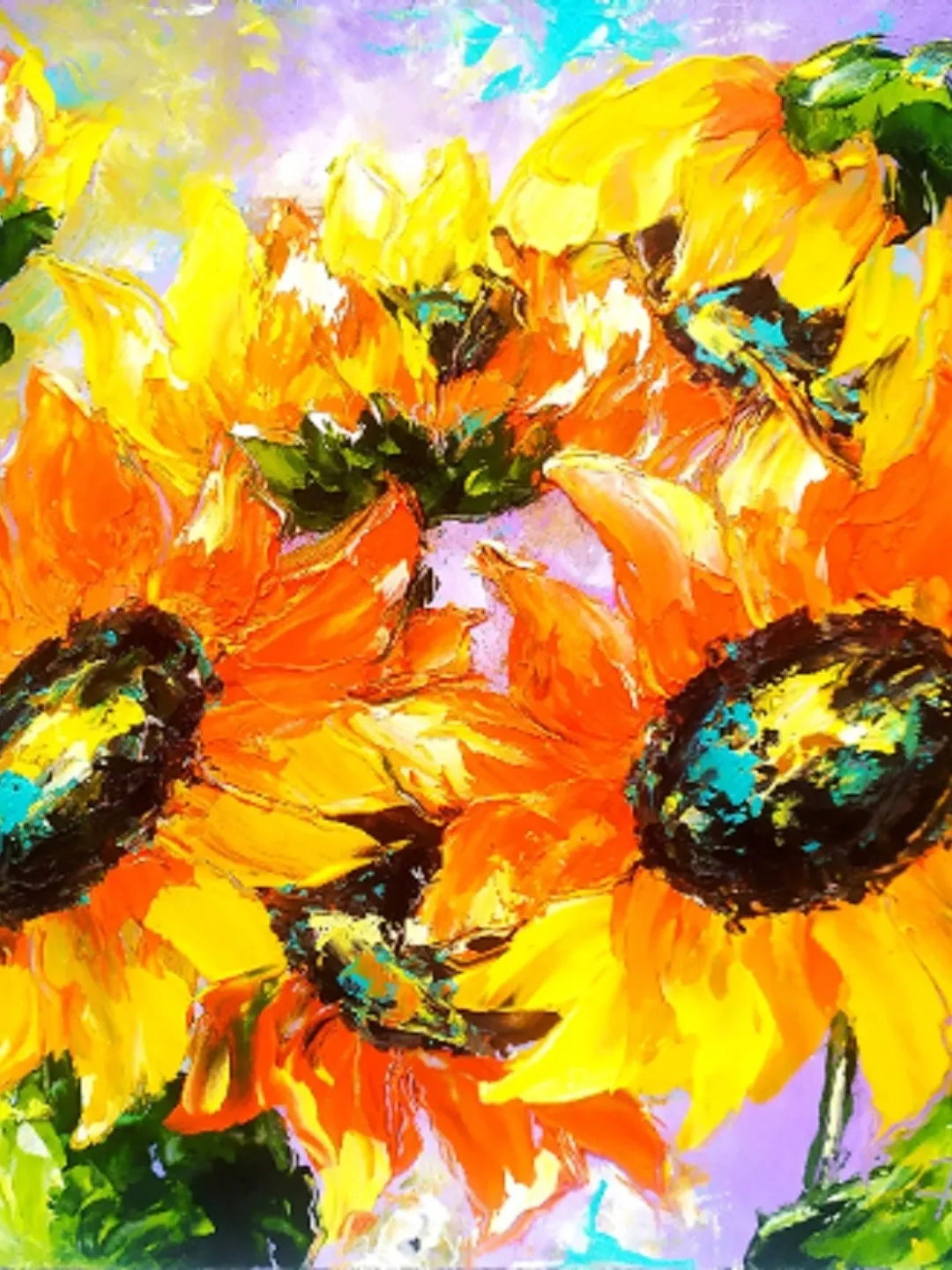 Sunflower Painting Floral Original Art Impasto Oil Painting 8x10 Flower Artwork Sunflowers Wall Art Painting by ArtProkopaloSv