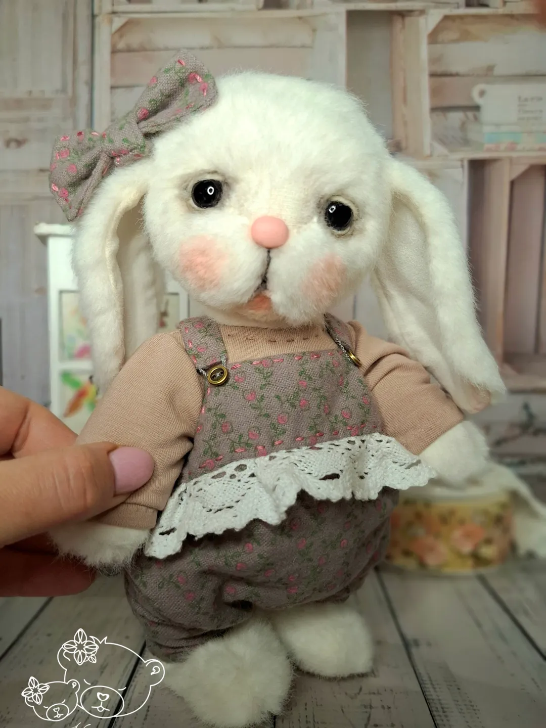 Plush bunny toy Cute bunny teddy in clothes New year gift idea