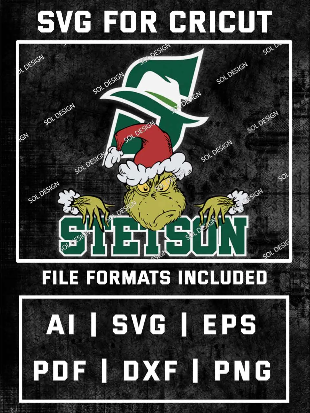 Grinch Stetson Hatters SVG, NCAA SVG Design, NCAA Stetson Hatters SVG, NCAA Hatters Cricut, Christmas Svg, Grinch svg, Digital Download
